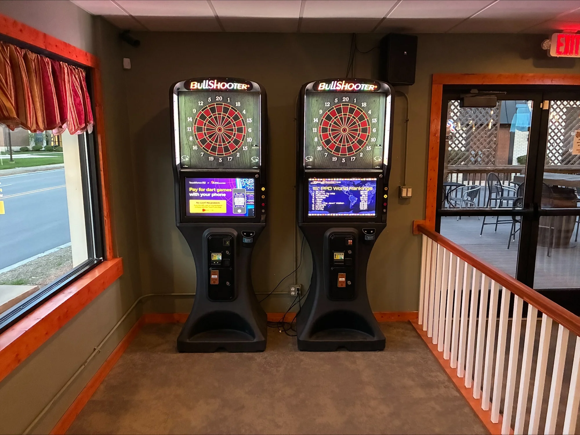 Dartboards on the wall at Mangy Dawg